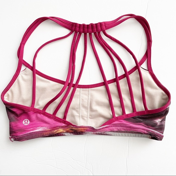 Lululemon Lighten Up Bra Strappy Berry Rumble Sz 6 - Picture 3 of 4